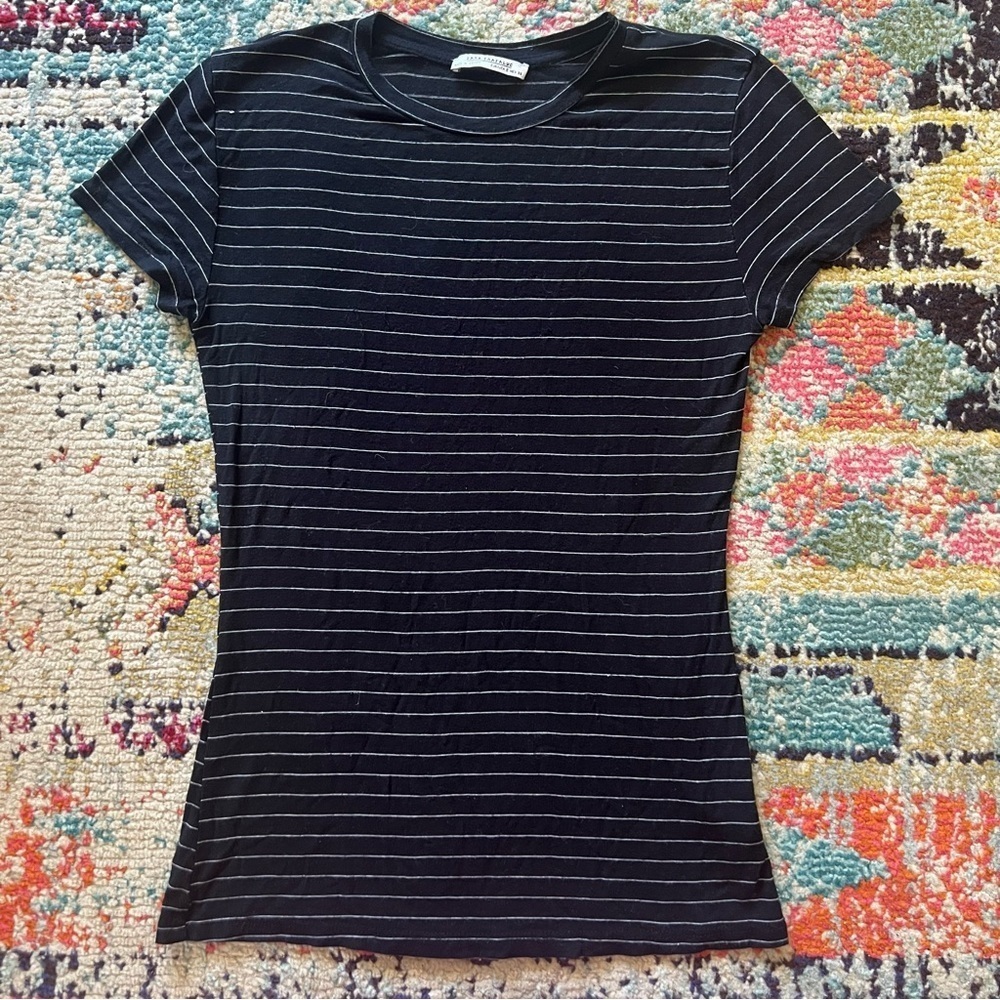 Zara Top black with white stripes size S